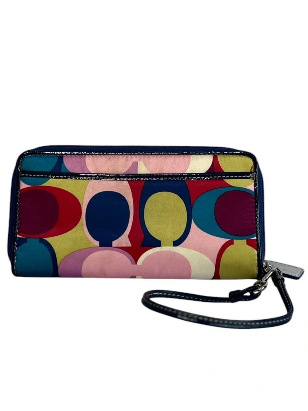 Coach Wristlet Wallet Multicolor Rainbow Small Patent Leather Pouch Clutch